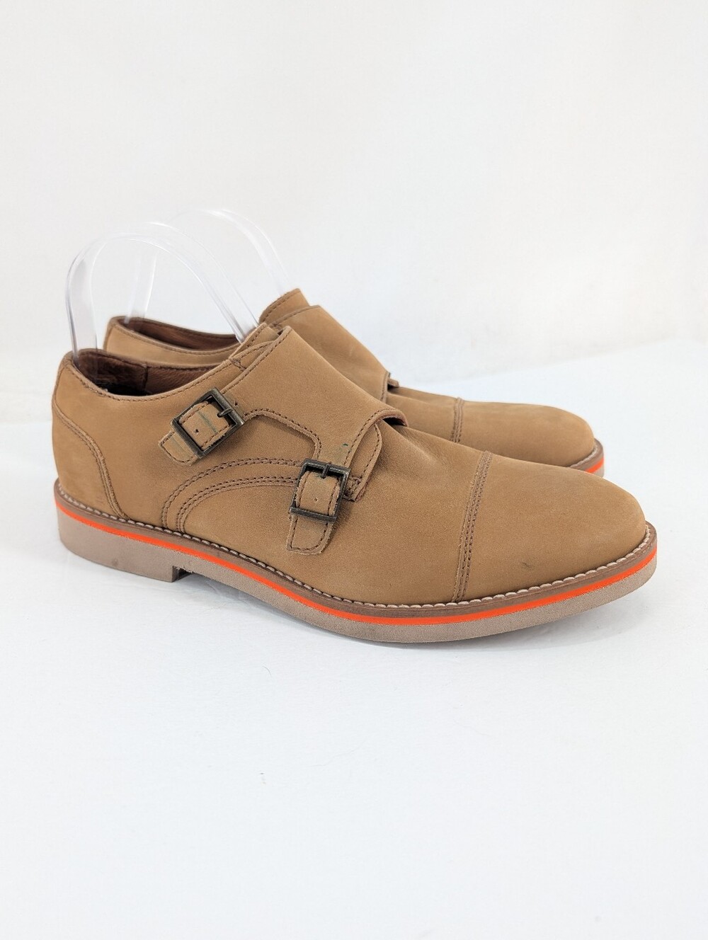 Bar III Leather Suede Monk Strap Shoe Men's Size 8.5 Tan Brown Dress